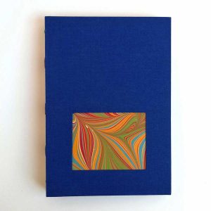 cuaderno de cintas artesanal A5 azul marino