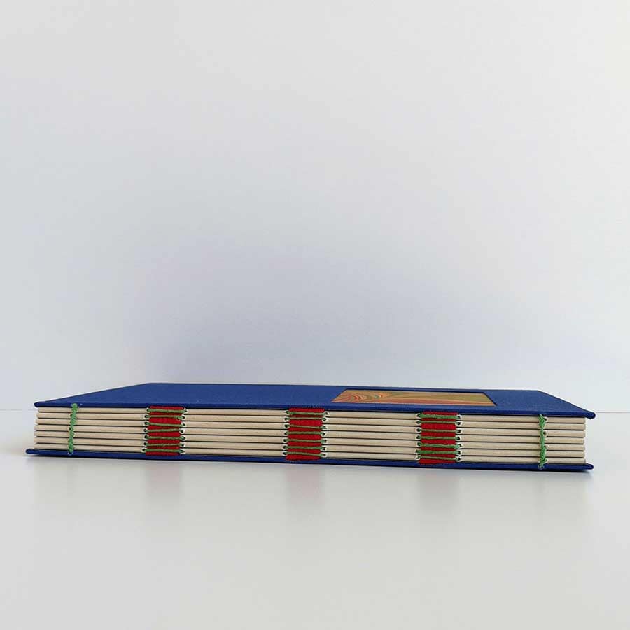 lomo cuaderno de cintas artesanal A5 azul marino