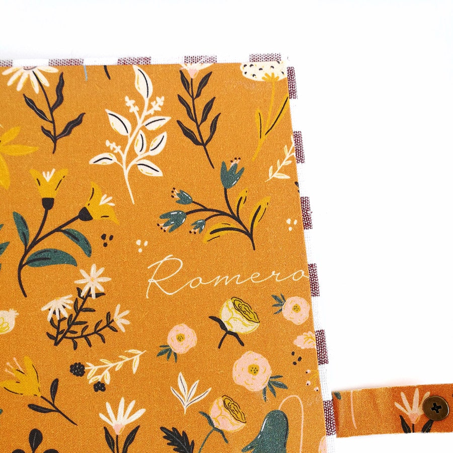 detalle guardas cuaderno tela vichy marrón chocolate A5