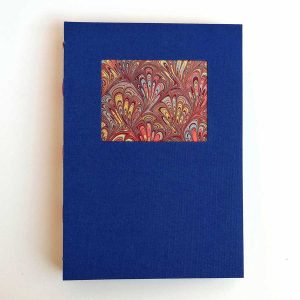 cuaderno de cintas hecho a mano marmoleado- azul marino