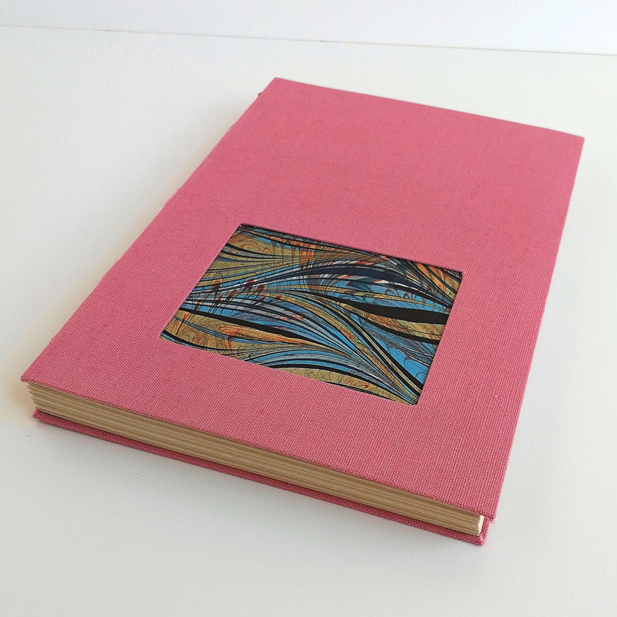 cuaderno artesanal Diario marmoleado A5 rosa