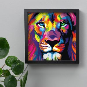 León Multicolor con marco negro